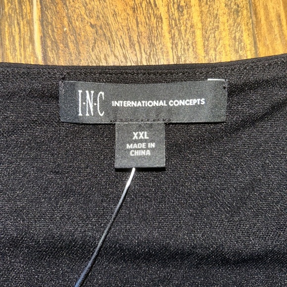 INC International Concepts Black Faux Wrap Midi Dress Flattering waist belt tie - Picture 8 of 12